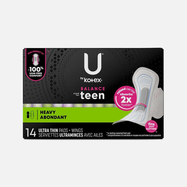 U by Kotex Balance Teen Ultra Thin Pads with Wings