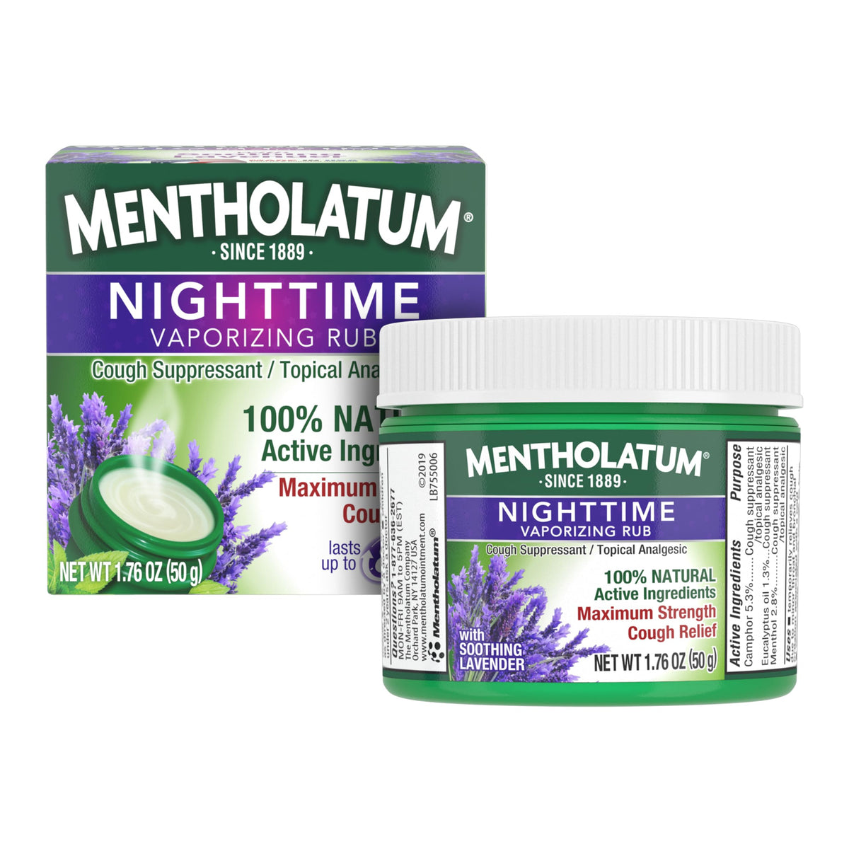 Mentholatum Nighttime Vaporizing Rub - Jar, 1.76 oz (50 g)
