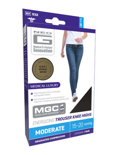 Neo G MGC Energizing Trouser Knee Highs, Moderate 15-20 mmHg