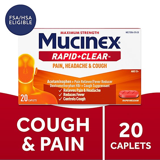 Mucinex Rapid+Clear Pain, Headache & Cough - 20 ct