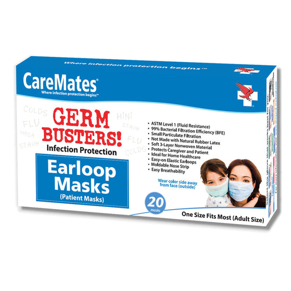 CareMates Germ Busters Earloop Masks - 20 ct