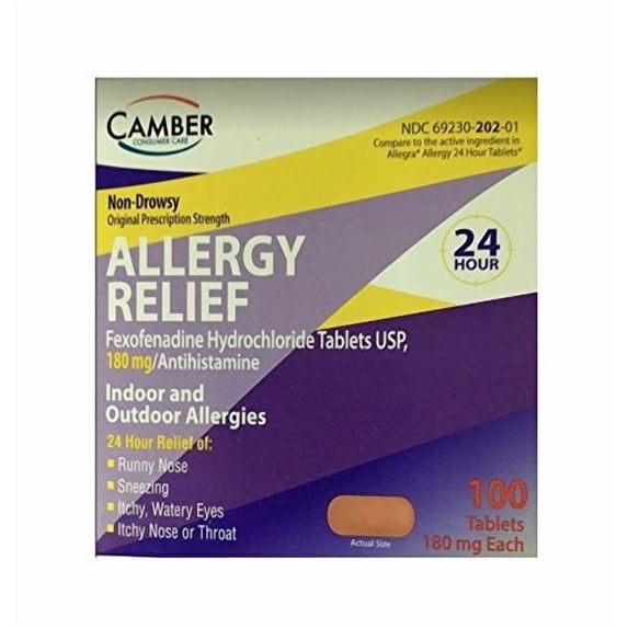 Camber Allergy Relief Fexofenadine 180 mg Tablets