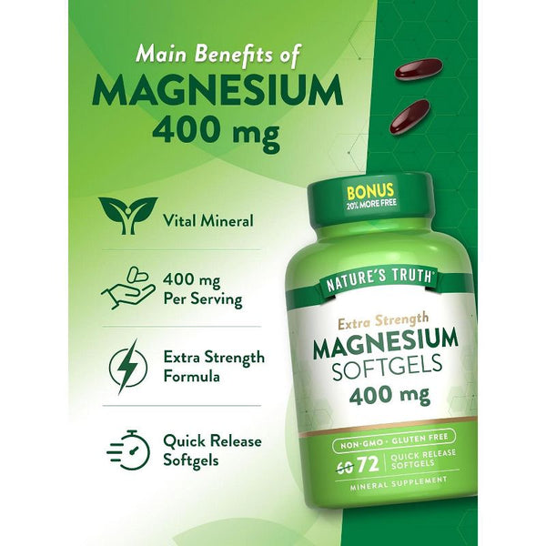 Nature's Truth Magnesium - Extra Strength Softgels / 72 ct