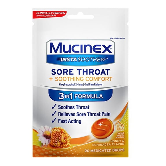 Mucinex InstaSoothe Sore Throat + Soothing Comfort Lozenges