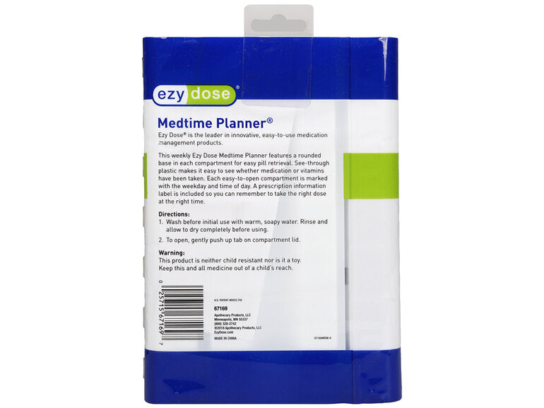 Ezy Dose Medtime Planner Weekly 4x/Day with Rounded Base