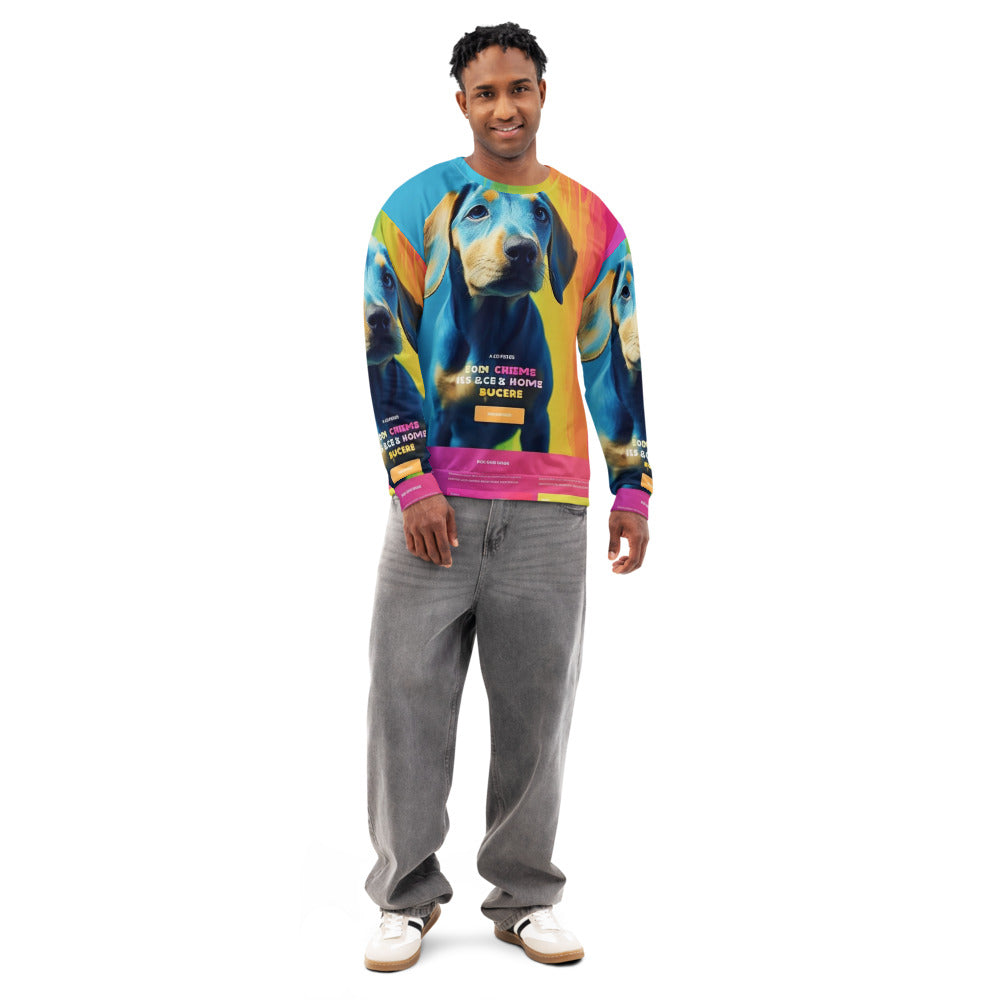 Front of an all-over print cotton sweatshirt printed with a customer photo