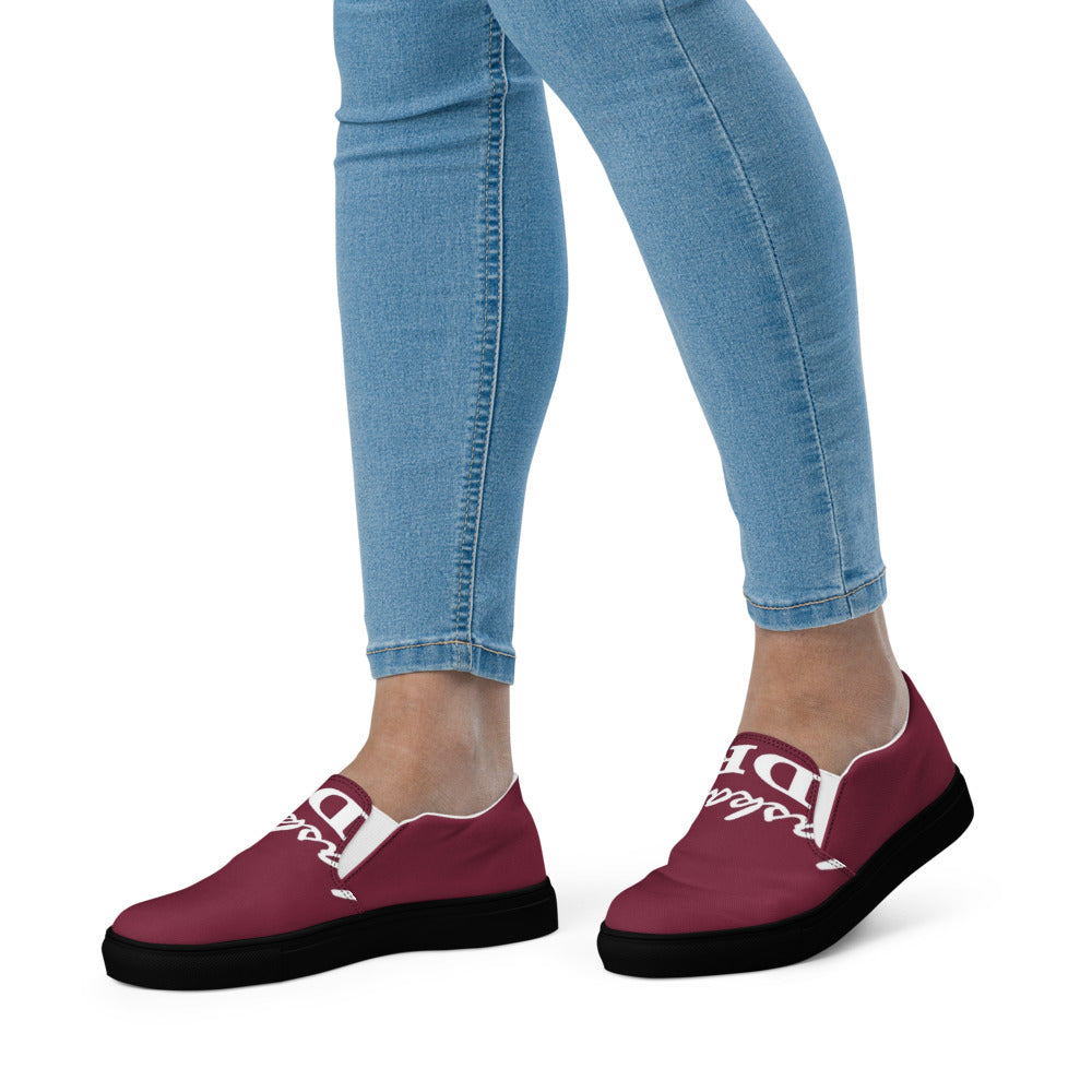 Women's slip-on canvas shoe, left foot, printed with a customer photo
