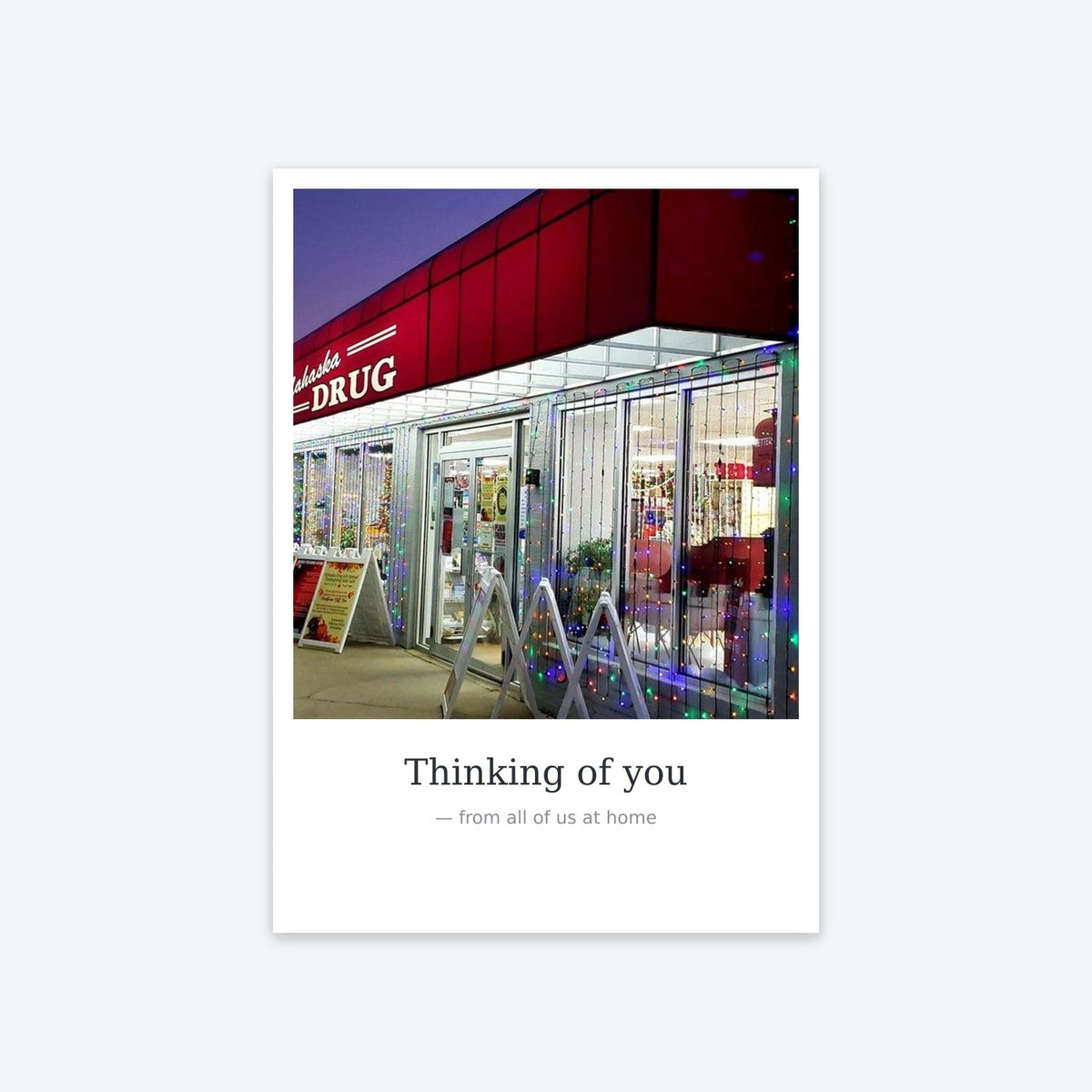 A 5×7 photo card with a greeting
