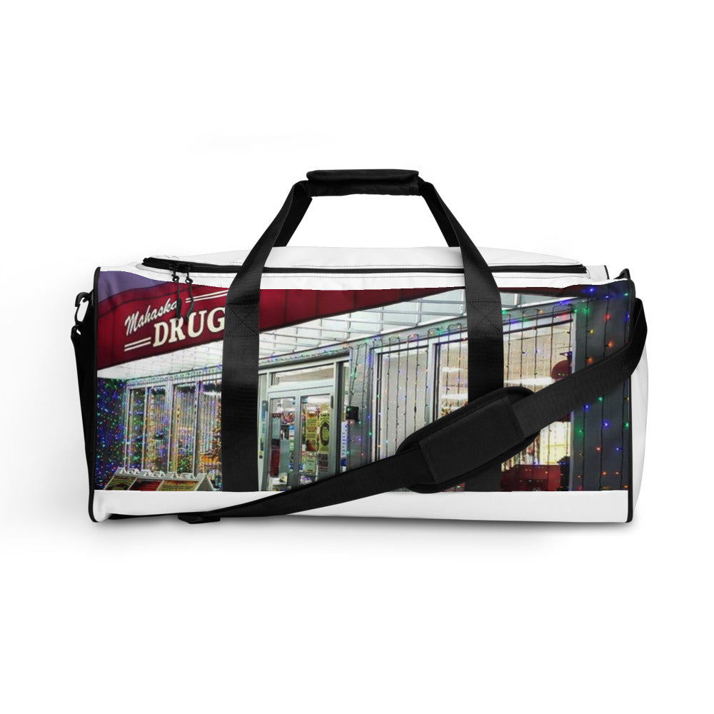 All-Over Print Photo Duffle Bag with a customer photo on it