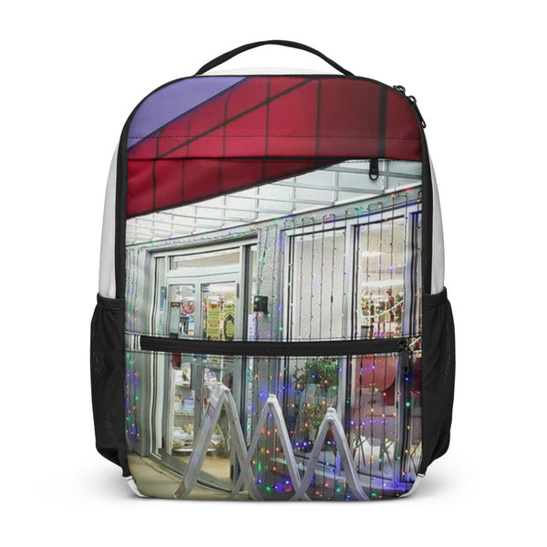 All-Over Print Photo Utility Backpack with a customer photo on it — Black