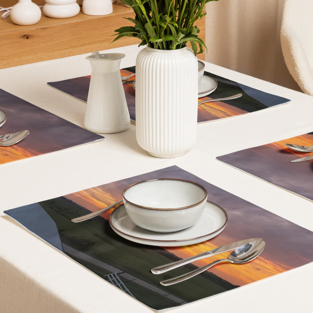 Placemat Set of 4 shown with an Iowa sunset photo printed on each piece