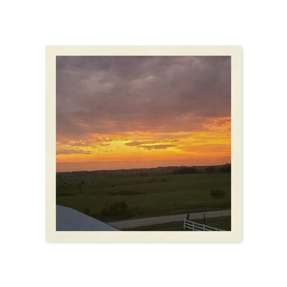 Napkins (Set of 50) shown with an Iowa sunset photo printed on it