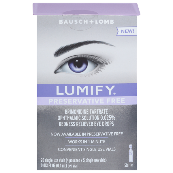 Bausch + Lomb Lumify Redness Reliever Eye Drops - Preservative Free / 20 ct