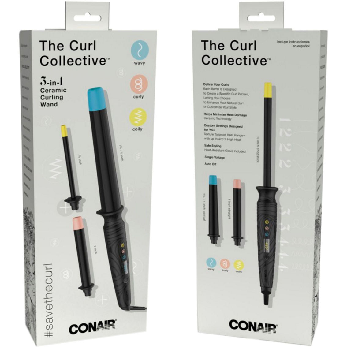 Conair The Curl Collective 3-in-1 Ceramic Curling Wand
