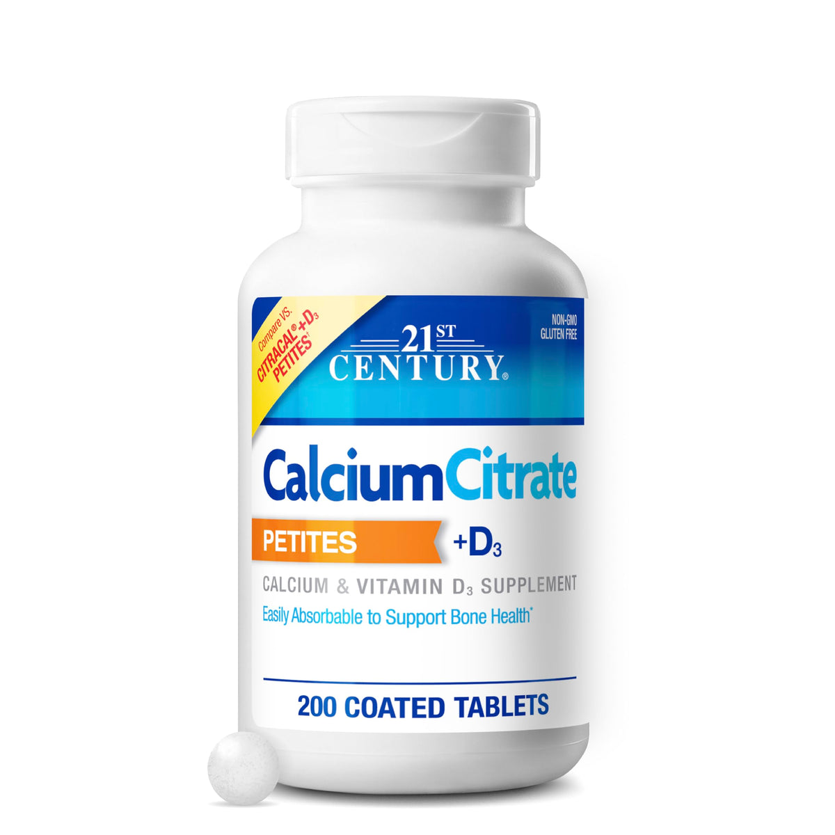 21st Century Calcium Citrate + D3 - 200 ct