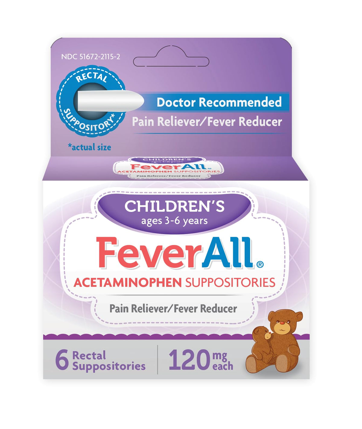 FeverAll Acetaminophen Suppositories - Children's 120 mg, 6 ct