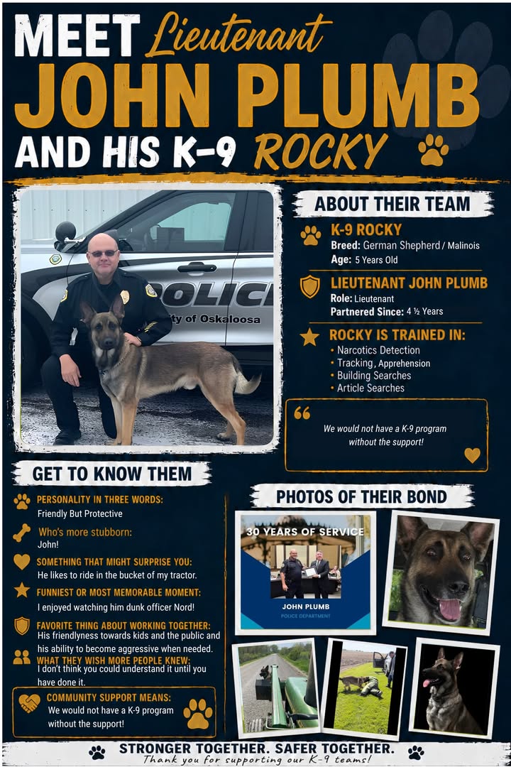🐾 K-9 TEAM SPOTLIGHT: LT. JOHN PLUMB & ROCKY 🐾