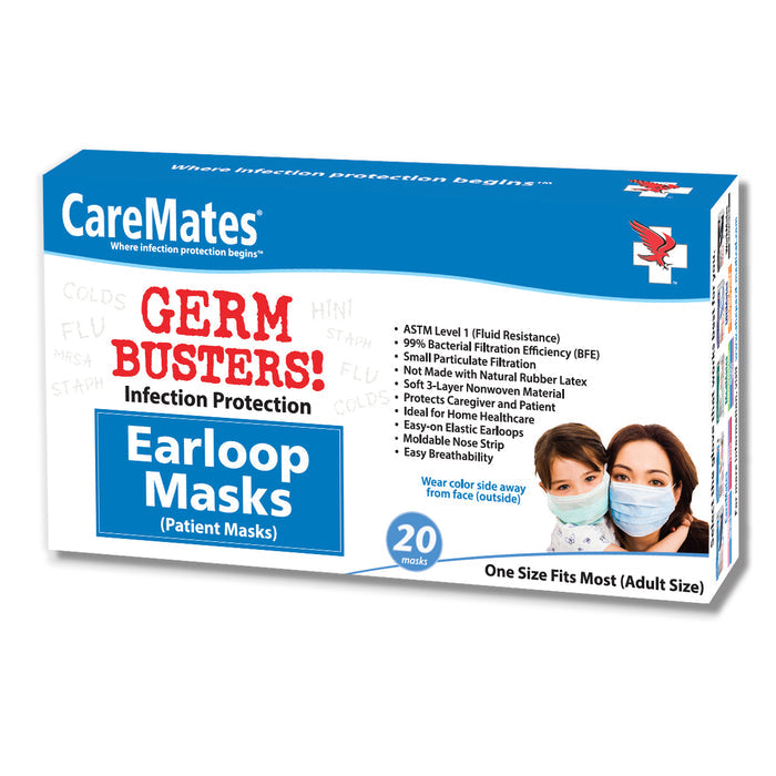 CareMates Germ Busters Earloop Masks - 20 ct