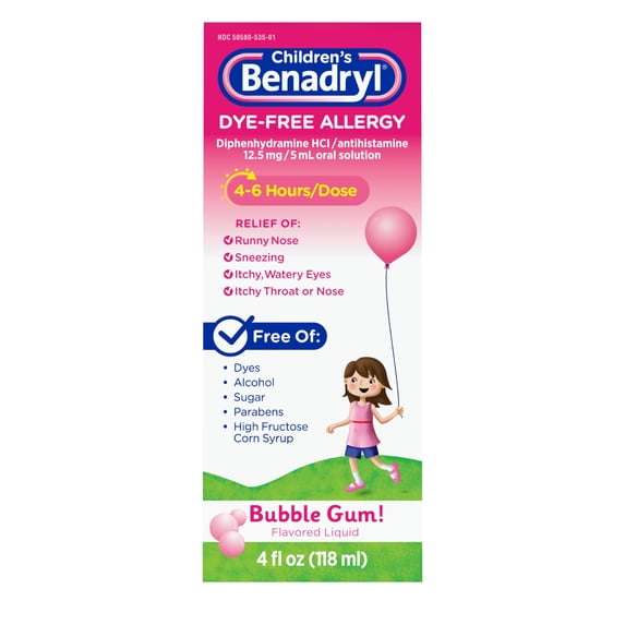 Children's Benadryl Allergy Liquid - Dye-Free / 4 fl oz (118 mL)