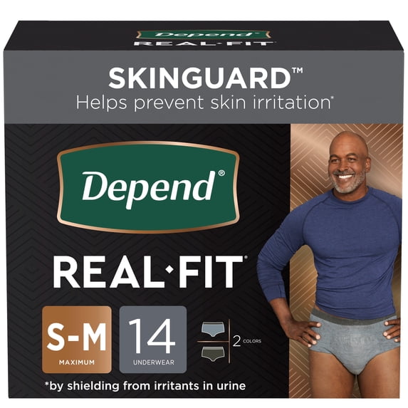 Depend Real-Fit Underwear for Men, Maximum - S-M, 14 ct