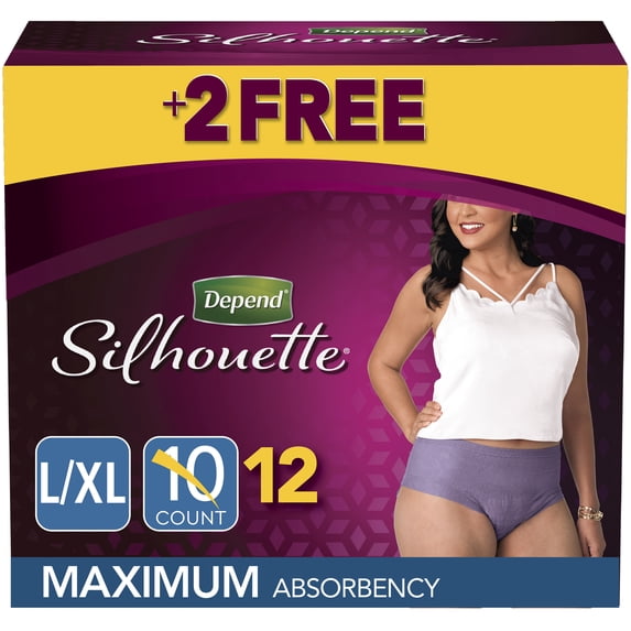 Depend Silhouette Underwear for Women, Maximum - L, 12 ct