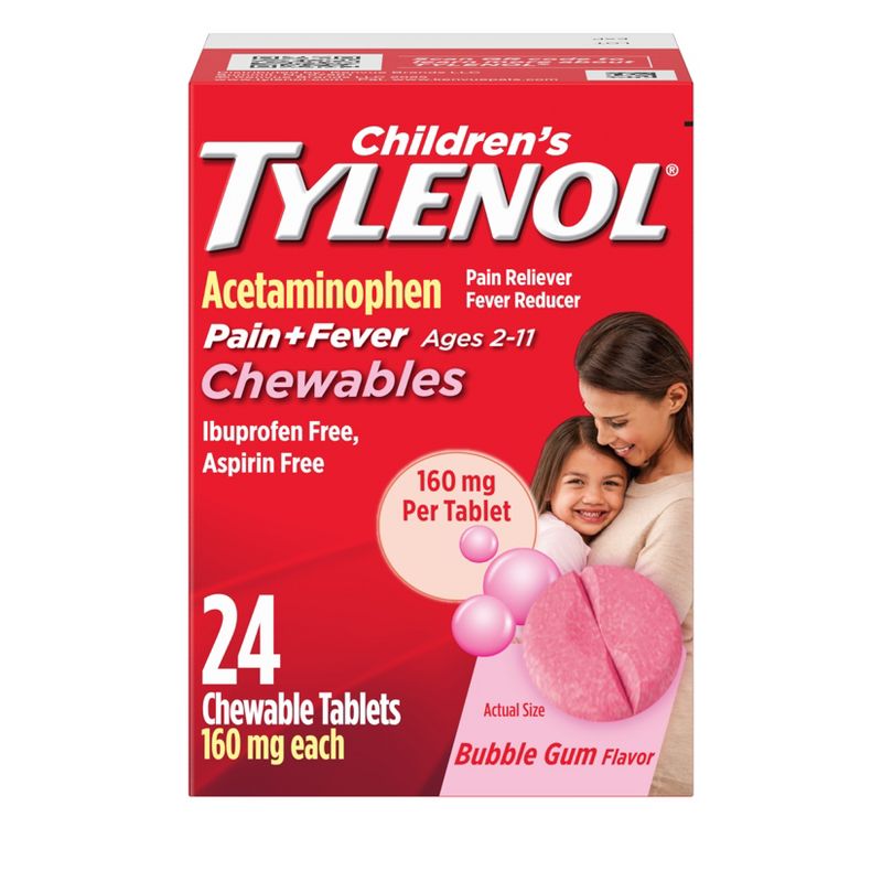 Tylenol Children's Pain + Fever - Chewables / Bubble Gum / 24 ct