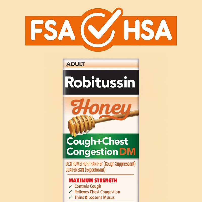 Robitussin DM Cough + Chest Congestion - Honey / 4 fl oz (118 mL)