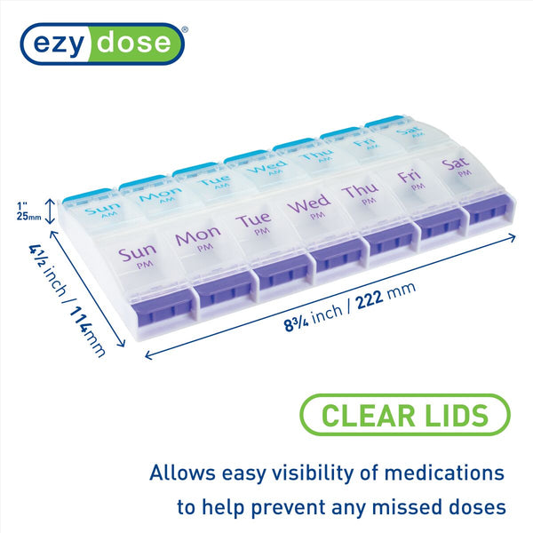 Ezy Dose Weekly AM/PM Pill Organizer with Push Buttons (Easy Open)