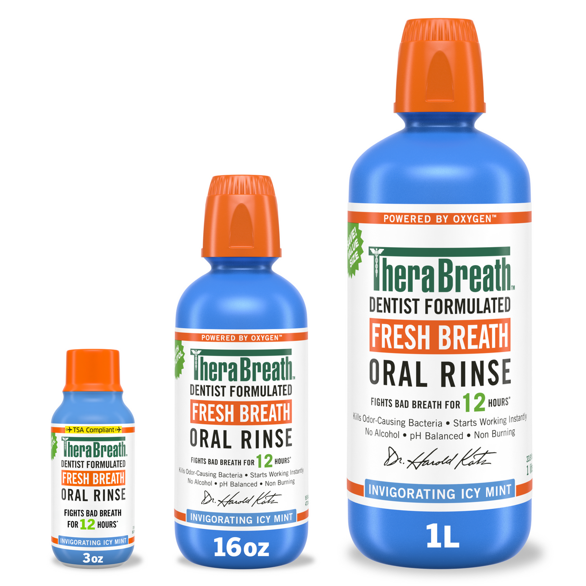 TheraBreath Fresh Breath Oral Rinse - Invigorating Icy Mint / 16 fl oz