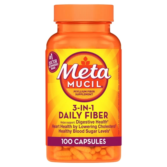 Metamucil 3-in-1 Daily Fiber Capsules - 100 ct