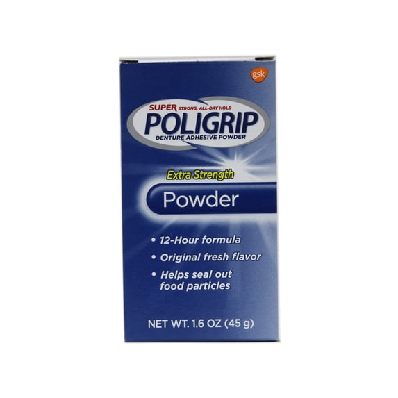 Super Poligrip Denture Adhesive - Extra Strength Powder / 1.6 oz (45 g)