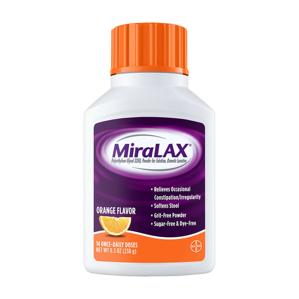 MiraLAX Laxative Powder - Orange, 14 doses, 8.3 oz (238 g)
