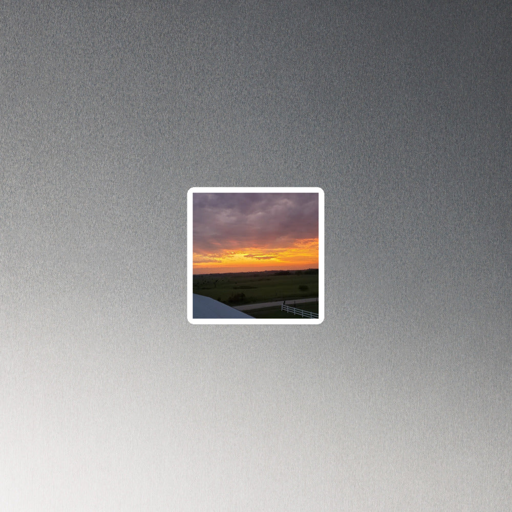 Die-Cut Magnet shown with an Iowa sunset photo printed on it