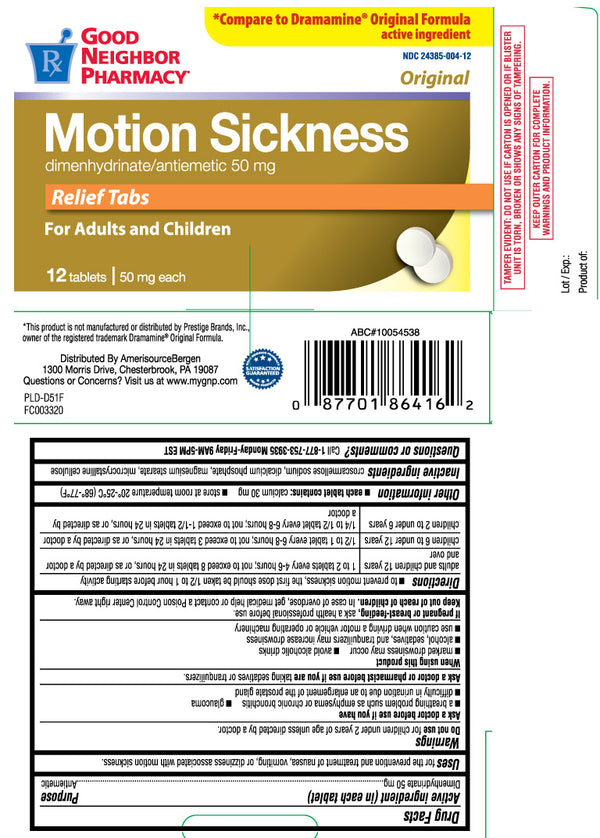 Good Neighbor Pharmacy Motion Sickness Relief Original Formula