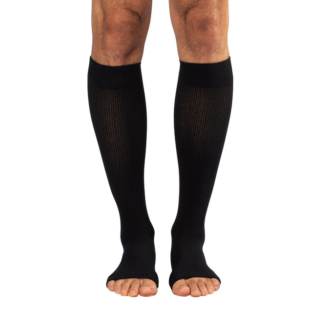 Dr. Comfort Essentials Cotton Compression Socks, Unisex Below Knee Open Toe