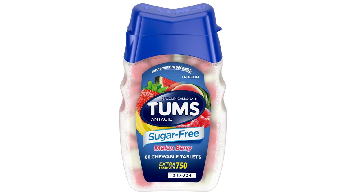 Tums Extra Strength 750 Antacid - Sugar-Free Chewable Tablets / Melon Berry / 80 ct