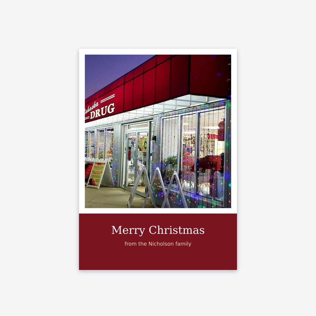 A holiday photo card with a greeting