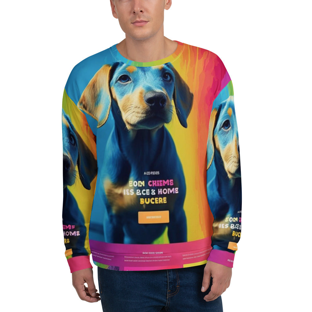 Front of a custom unisex sweatshirt printed all over with a customer photo