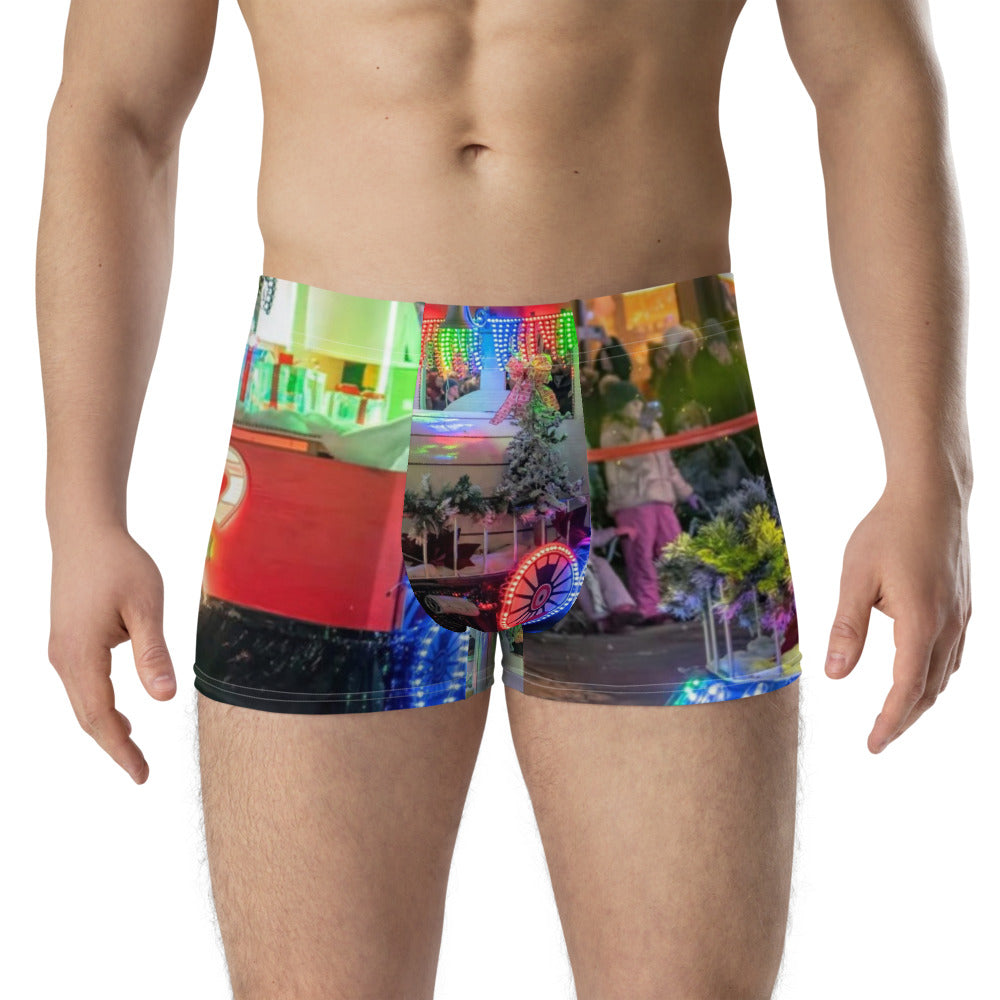 Front view of custom boxer briefs printed all over with a customer photo