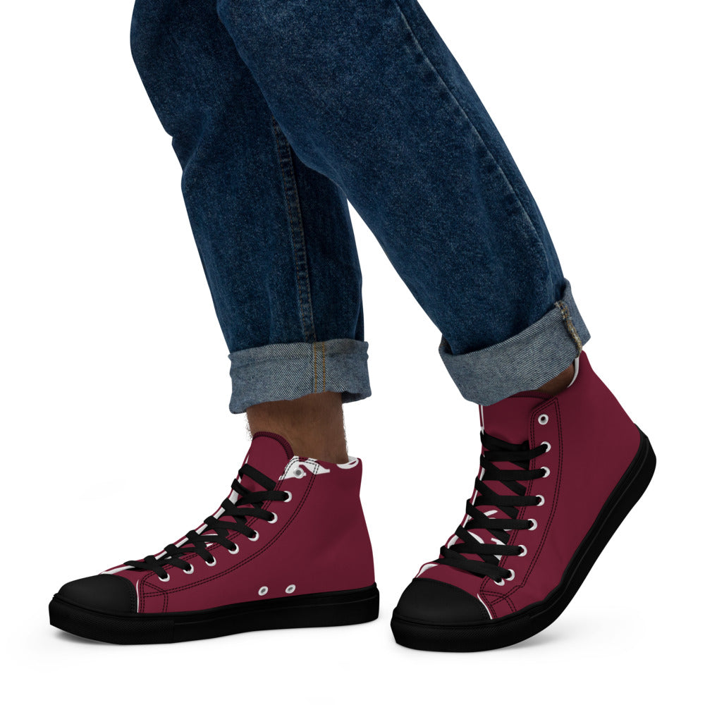 Men's high top canvas shoe with a customer photo printed on the outer side