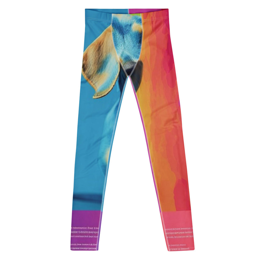 Front view of men's leggings printed all over with a customer's photo