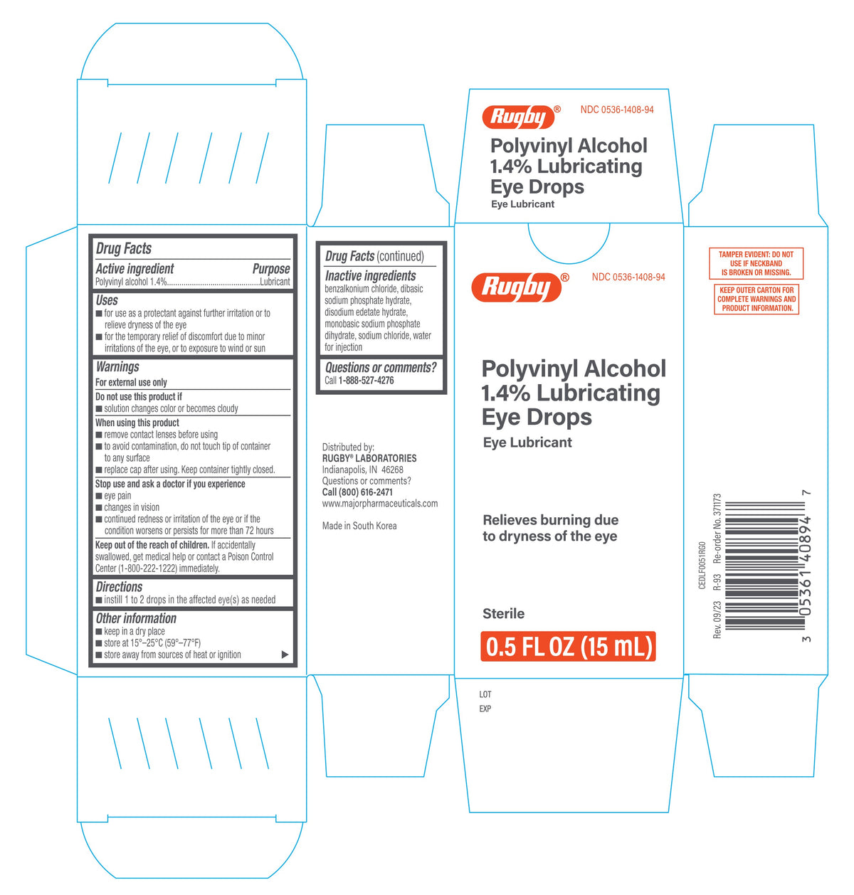 Rugby Polyvinyl Alcohol 1.4% Lubricating Eye Drops