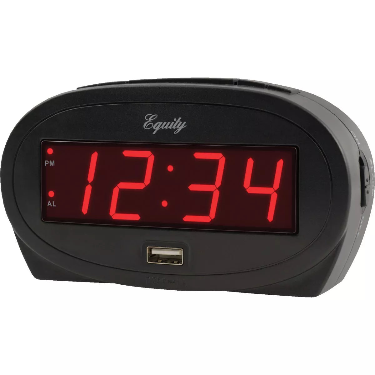 Equity 0.9" Red LED Alarm Clock with USB Charging Port